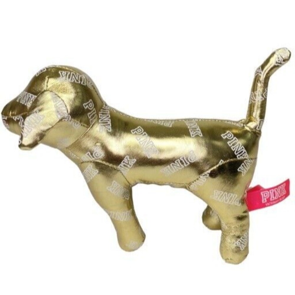 Victoria's Secret Pink VS 8" Plush Metallic Gold Dog Stuffed Animal Figure 2014 - Picture 3 of 7